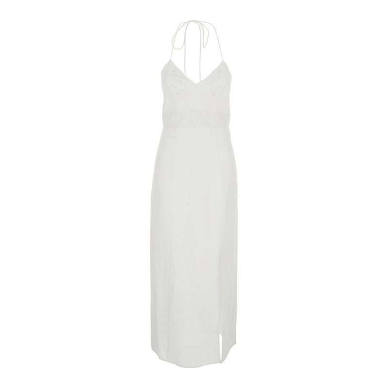 Twinset Women Dress 'Embroidery' White With Detailed Embroidery In Linen Women
